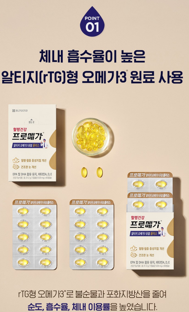 프로메가 알티지 오메가3 듀얼 플러스, 60정, 3개 상품 소개 5 프로메가