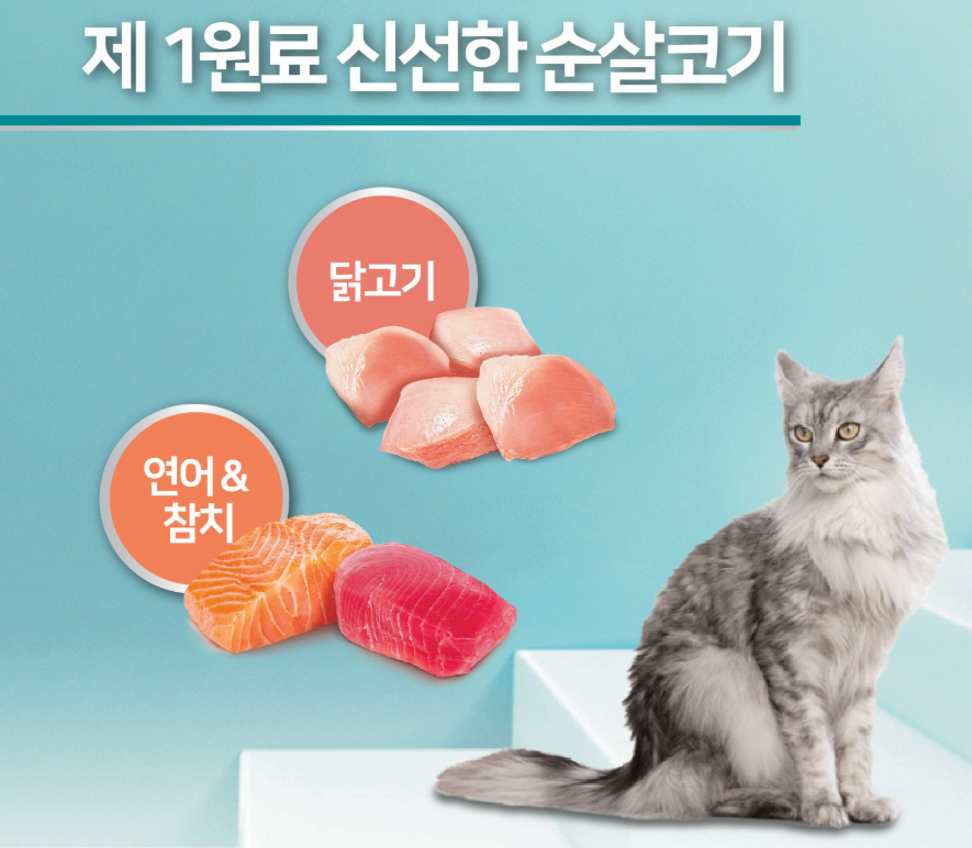 퓨리나원 캣 순살 닭고기 기능성 사료 상품 소개 4 닭고기, 연어, 참치 성분